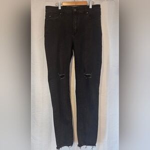 KanCan Womens Jeans Skinny Distressed Stretch Black Size 13 Raw Hem